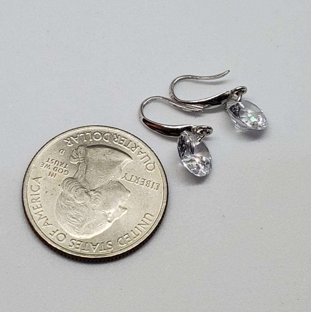 SOLD Sterling Silver Drilled CZ Hook Earrings - Picture 4 of 4